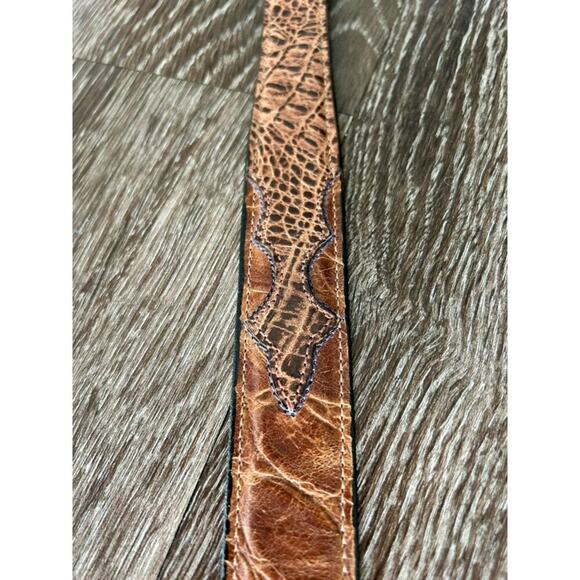 James Culver Handmade Leather Belt Brown Exotic Silver Tone Western Vintage main image 9